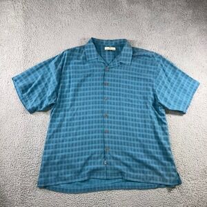 Tommy Bahama Button Up Silk Shirt Men XXL Plaid Short Sleeve Vacation Travel